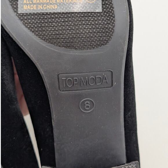 Top Moda Elba Square Toe Heel Pump Velvet Bow Front Black Size US8 EU39 - Picture 8 of 9